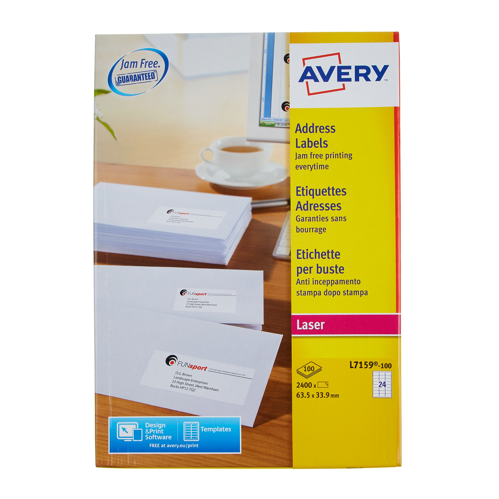 White Avery Jam-Free Quick PEEL Labels - Box of 100 Sheets